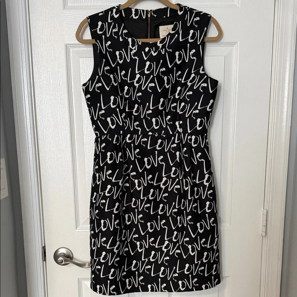 Kate Spade Mindy Black & White Love Graffiti Mini Dress - size 8